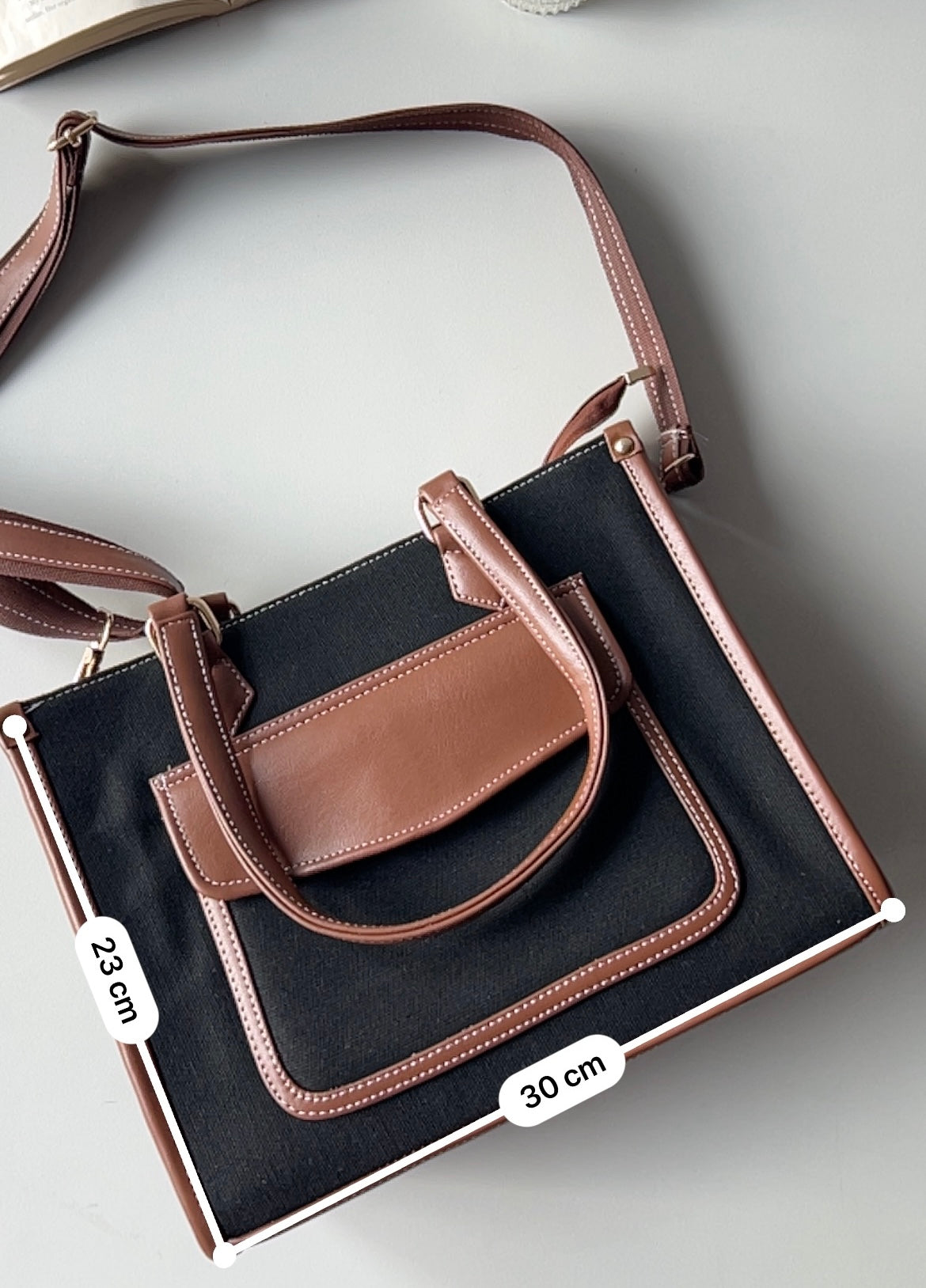 Black & Tan Canvas Tote