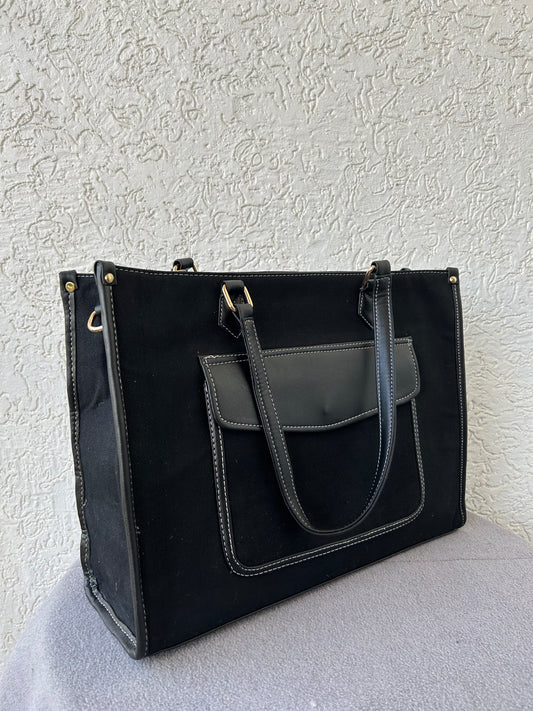 All Black Canvas Tote